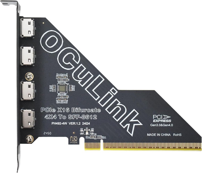 LetLinkSo Gen4 PCIe to Oculink SFF-8612 Adapter SFF-8611 External Graphics Card for GPU Dock, eGPU, NVMe SSD (PCIe x16 to Oculink) - Image 1